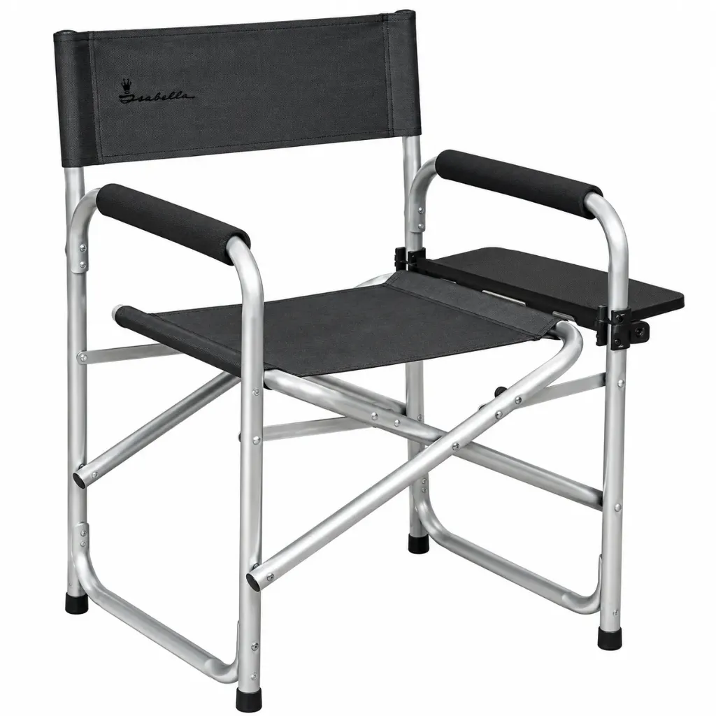 [700006279] Chaise régisseur Isabella avec tablette latérale gris foncé