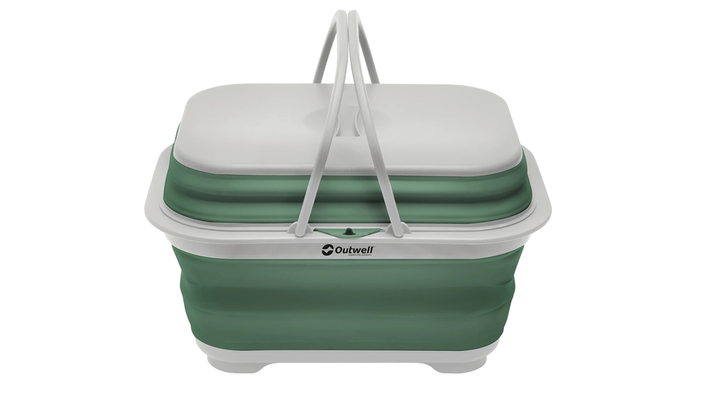[651131] Waschbecken mit Griff, Deckel und Ablauf Collaps Shadow Green Outwell