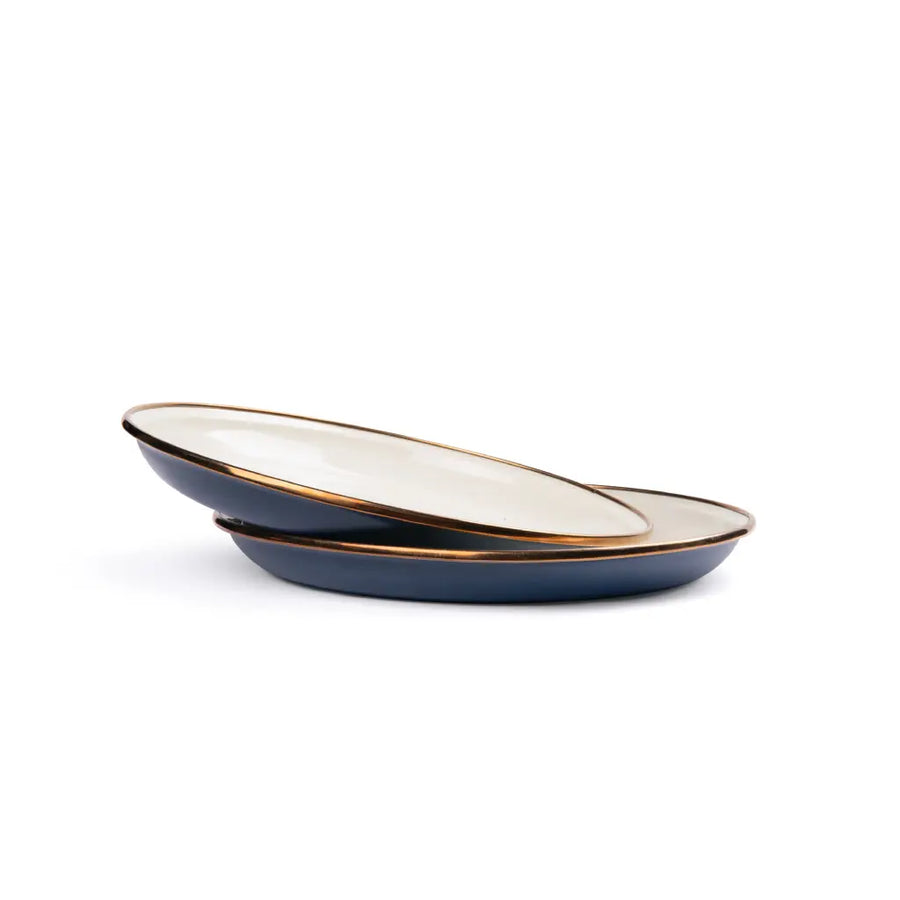 [CKW-1034] Assiette de salade en émail, set de 2, deep indigo, Barebones