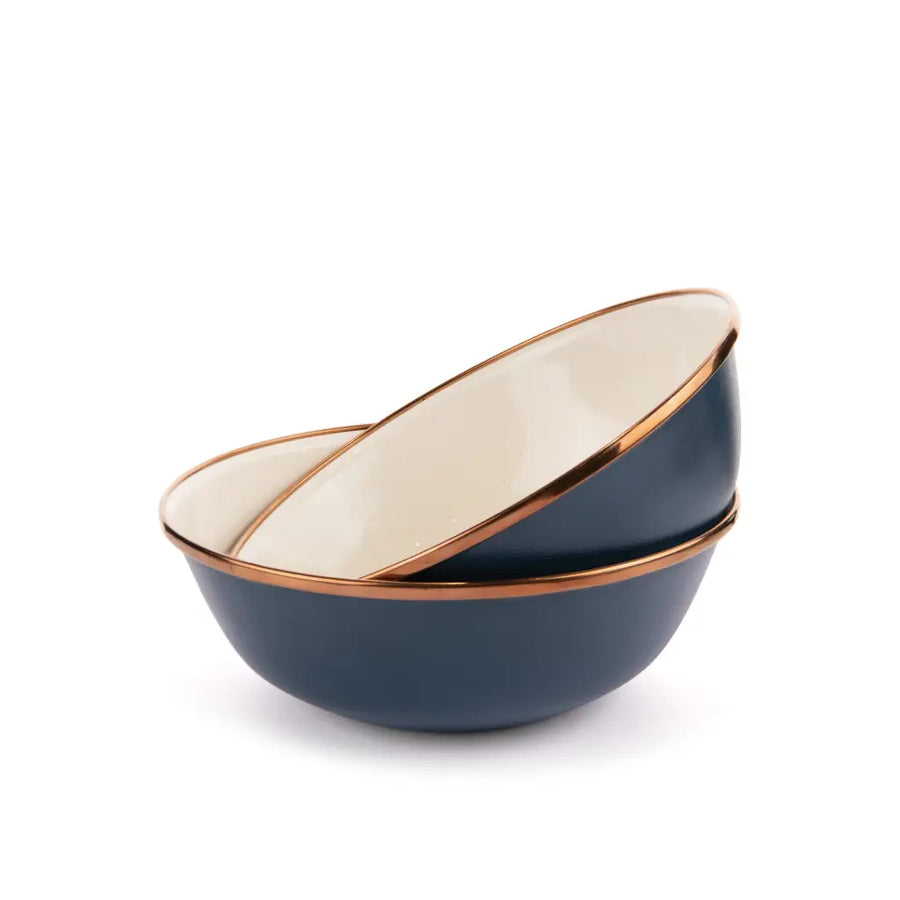 [CKW-1031] Bols en émail bicolore, set de 2, indigo blue, Barebones